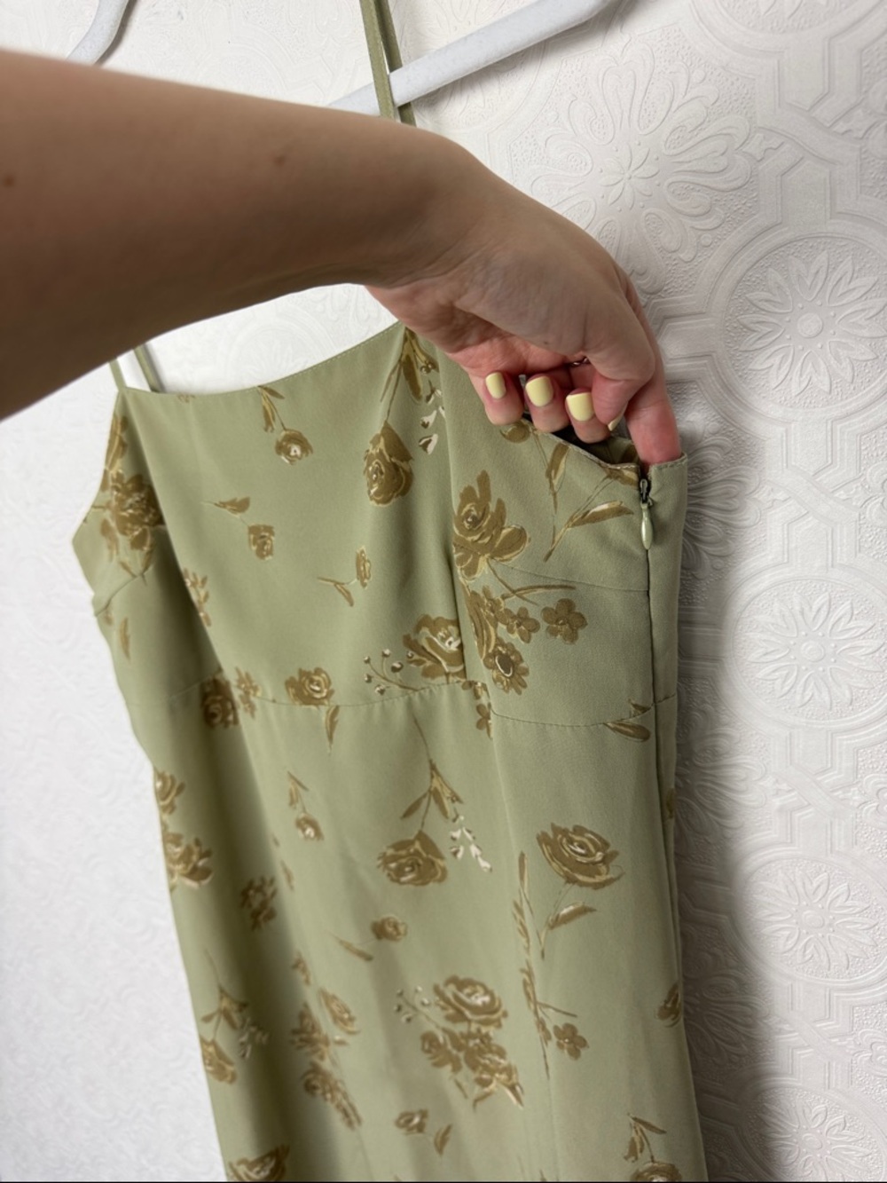 Vintage 90s Y2K‎ Old Navy Floral Midi Dress Sage Green Slip Dress 10 Cottagecore - Picture 4 of 6